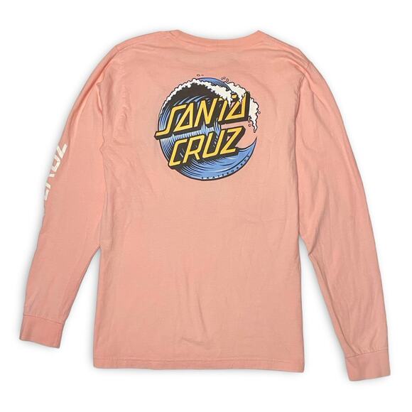 Santa Cruz Wave Dot Tee Men S Pink Long Sleeve Skater Surf Y2K - Picture 2 of 6